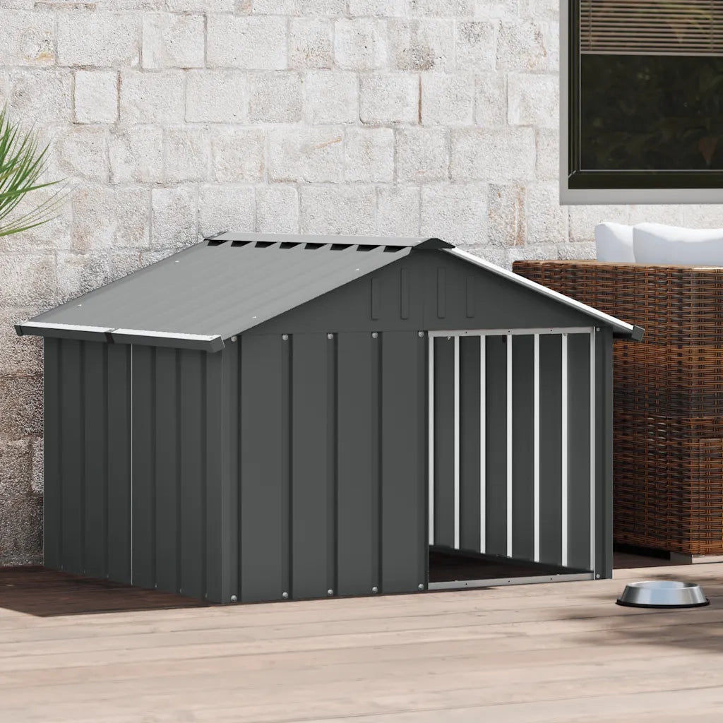 Casetta per Cani Antracite 116,5x103x81,5 cm Acciaio Zincatocod mxl 119144