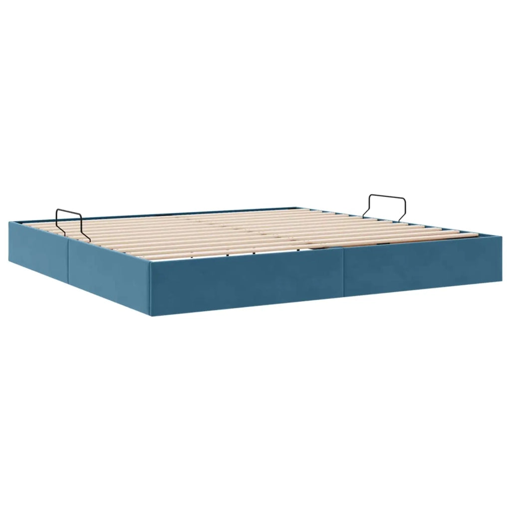 Letto ottomano con archiviazione Blu Scuro 200 x 200 cm Velluto