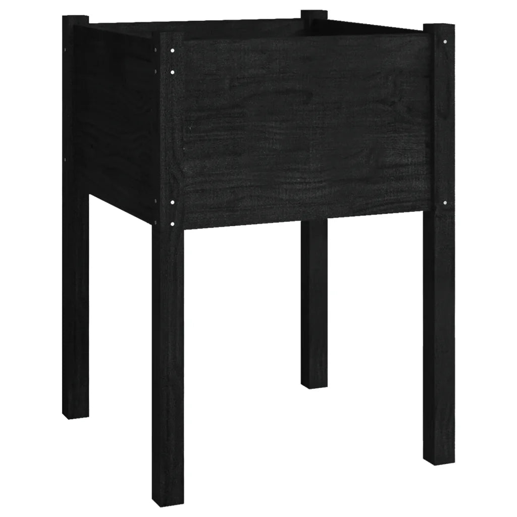 Fioriera da Giardino-Vaso da Esterno-Contenitore per Piante Nera 50x50x70 cm Legno Massello di Pino