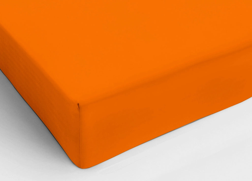 Lenzuolo Sotto Con Angoli In Cotone In Tinta Unita Colore Arancio C.N. - Singolo - Arancio