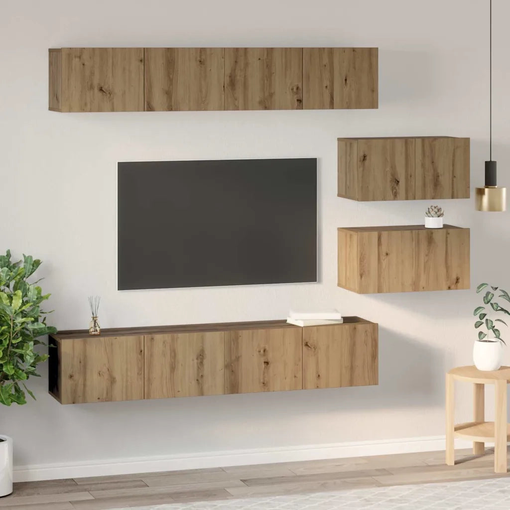 Set mobile TV 6 pcs Rovere artigianale Legno multistrato