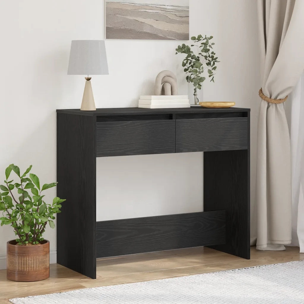 Tavolino Consolle-Tavolino da soggiorno-Tavolo Rovere Nero 89x41x76,5cm Legno Multistrato