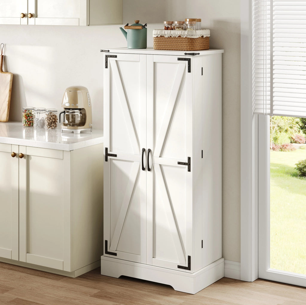 Credenza da cucina 60x35x128，5 cm bianca， stile country， LED