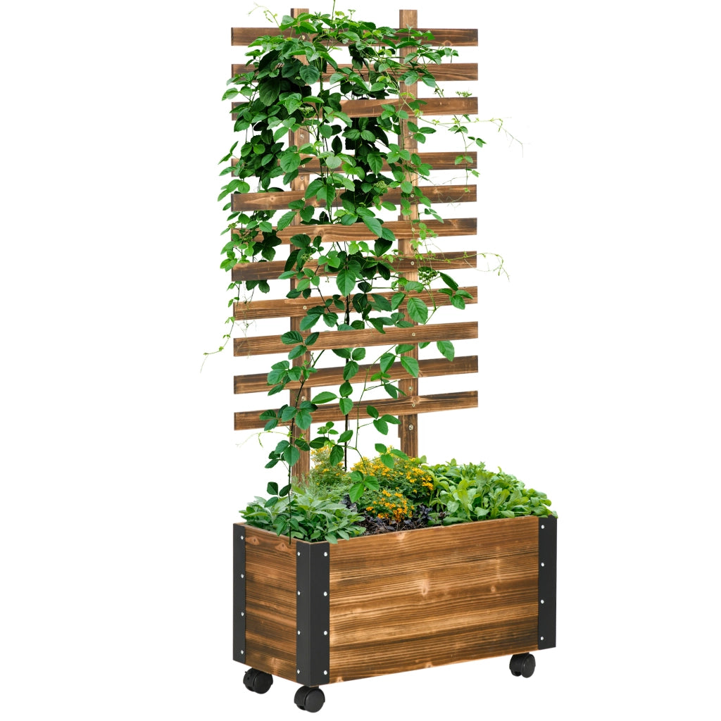 Fioriera con griglia e rotelle ¨C zephmum ¨C 65x31x147 cm legno di pino