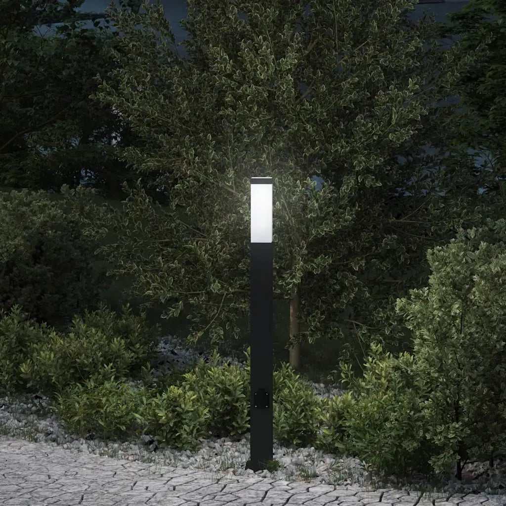 Lampada a paletto con presa elettrica 80 cm Nera IP44 4006085