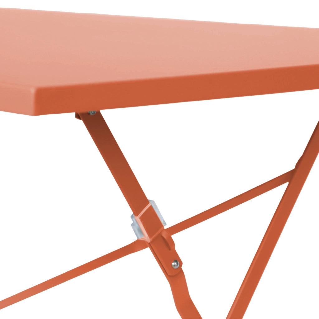 Set tavolo da giardino pieghevole in acciaio con 4 sedie, 110cm, rosa