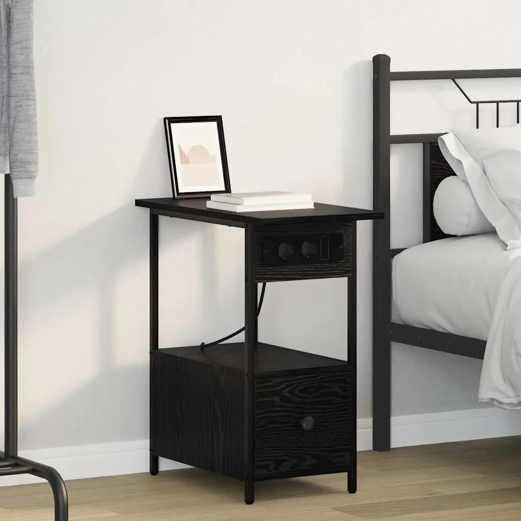 Armadio da Notte Rovere Nero 60 x 30 x 61 cm Legno multistrato 859595