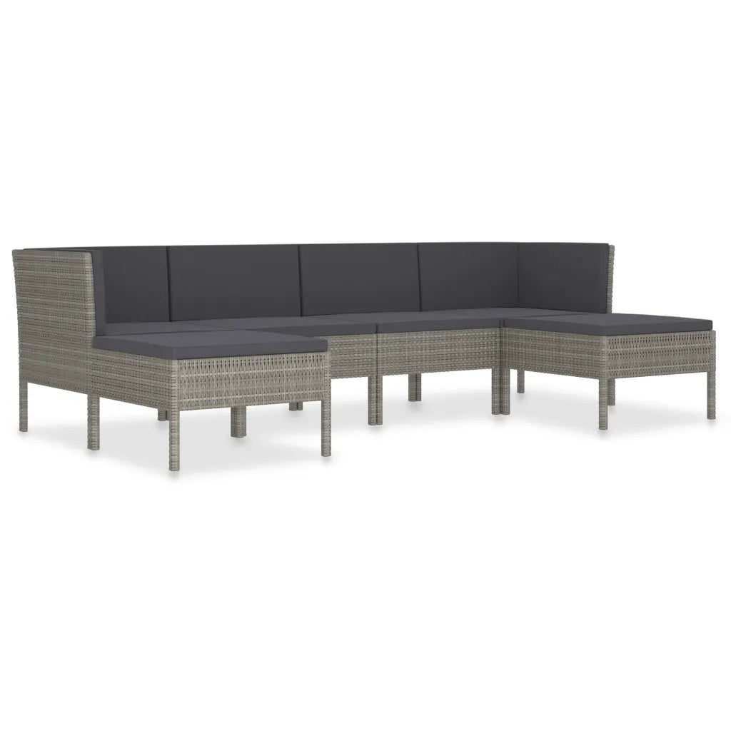 Set Divani da Giardino 6 pz con Cuscini in Polyrattan Grigio 3056964