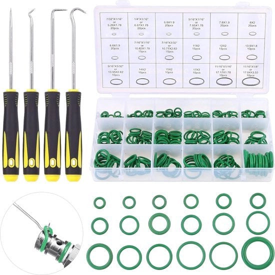274 Stks O Ring Assortimento per Lavatrice con 4 Stks Set di Punte e Ganci per Flessibili e Connettori di Sanitari e Veicoli Automobili per Reparazione, Connettori di Aria o Gas