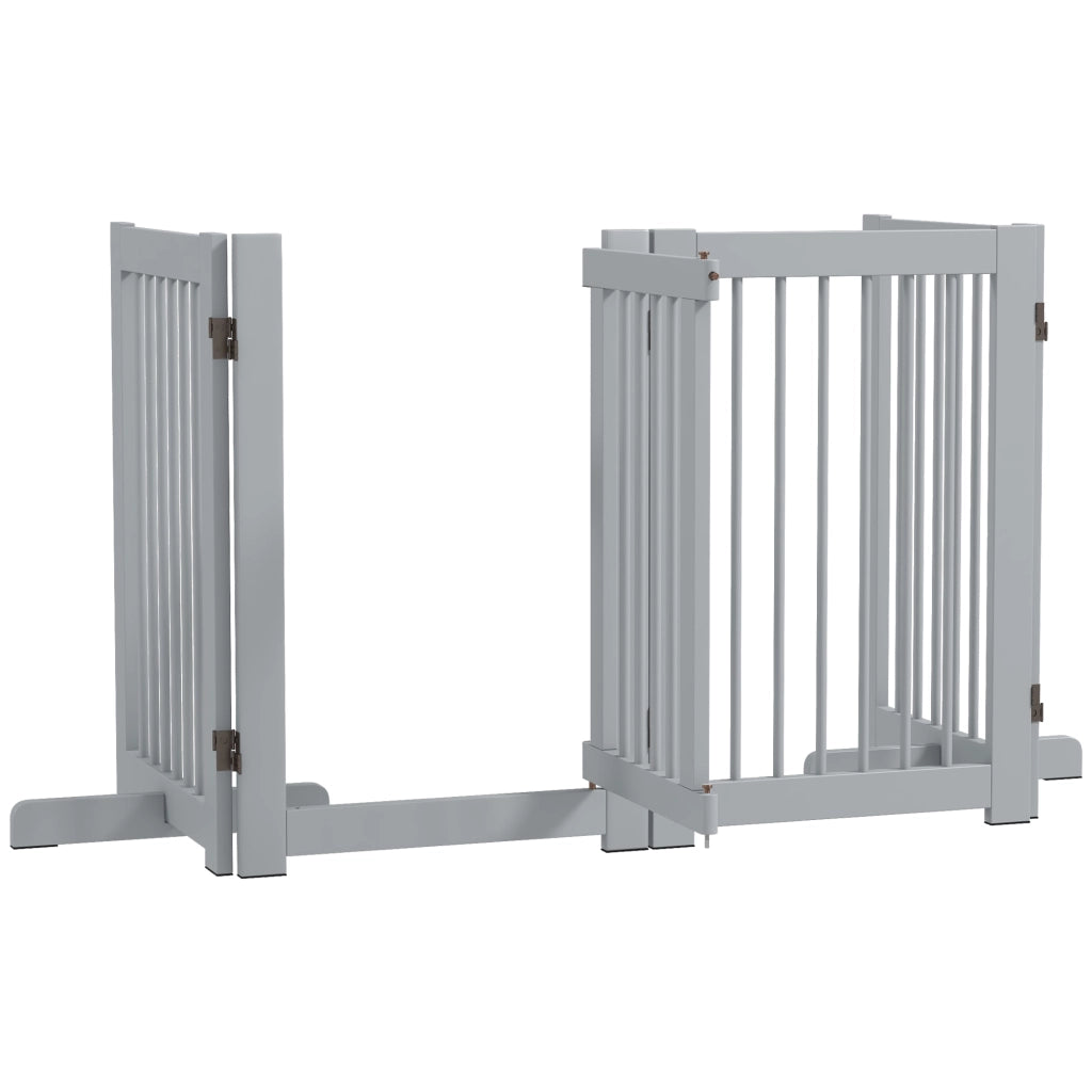 Cancello per Cani ¨C zephmum ¨C Legno di Pino 204x36x75 cm Grigio Chiaro