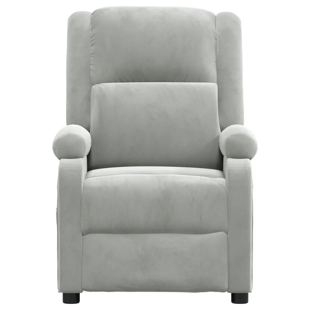 Poltrona Elettrica Reclinabile Grigio Chiaro in Vera Pelle 3098393