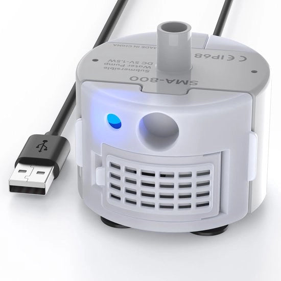 Pompa d'acqua per fonte per gatti, Pompa d'acqua per fonte per bevande per gatti, Estremamente silenziosa, Lampada LED, IP68 impermeabile all'acqua, Consumo di corrente basso, Adatto per "B0CL4WMX6Z" e "B0CLGPCNHN