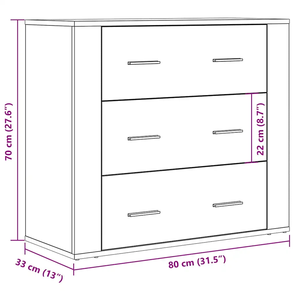 Credenza | Madia | Buffet da pranzo | Armadio da pranzo Legno Vecchio 80x33x70 cm in Truciolato