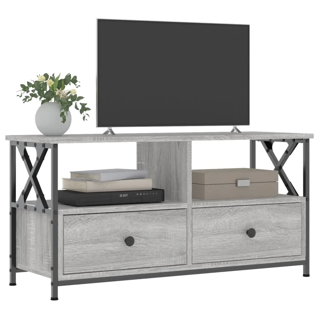 Mobile TV-Credenza TV-Console TV Grigio Sonoma 90x33x45 cm Legno Multistrato e Ferro