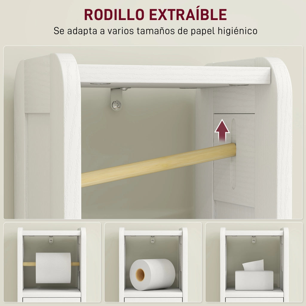 Mobile Bagno Stretto ¨C zephmum ¨C 21x20x79 cm Bianco con Ripiano Aggiustabile e Portarotoli