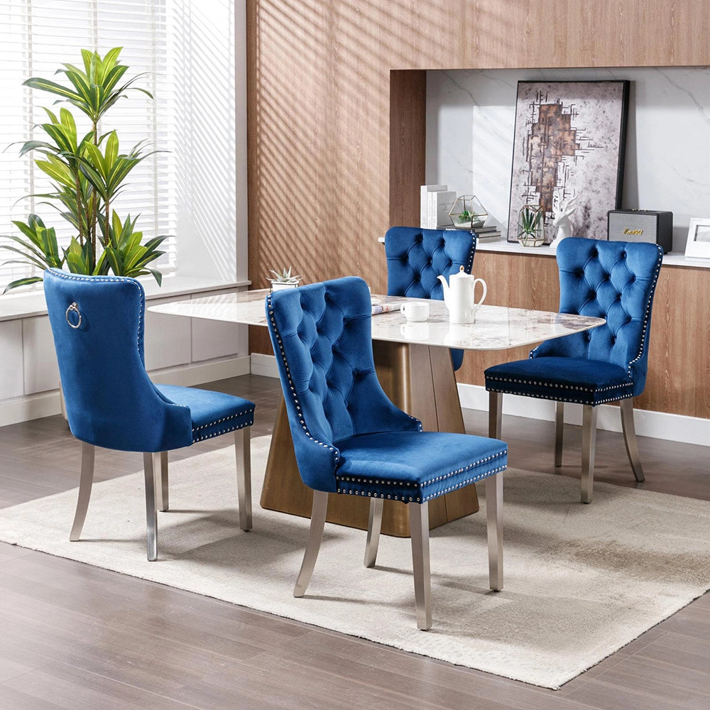 Set 2 sedie Nikki - Xylo - velluto blu gambe cromate