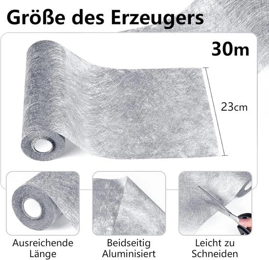 Tessuto decorativo riciclabile non tessuto in argento per matrimonio, cresima, battesimo 23 cm x 30 m