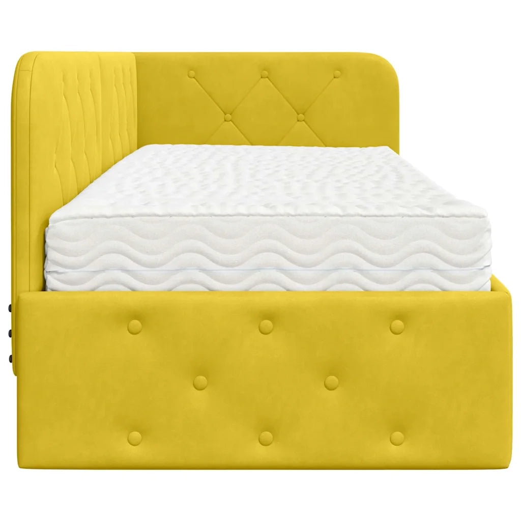 Cornice del letto ad angolo Giallo 80 x 200 cm Velluto