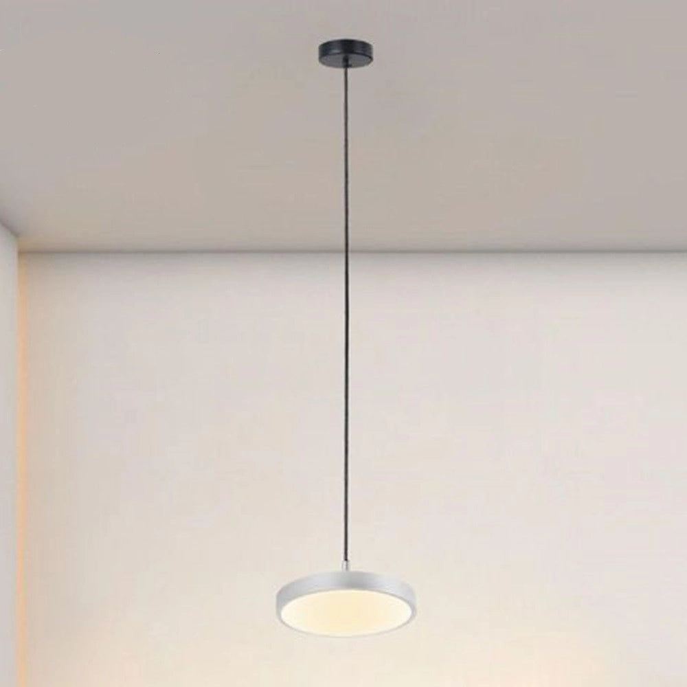 Trade Shop - Lampadario A Sospensione Led 40w Argento Cerchio Tondo Moderno Minimal Luce 4000k 32934 -