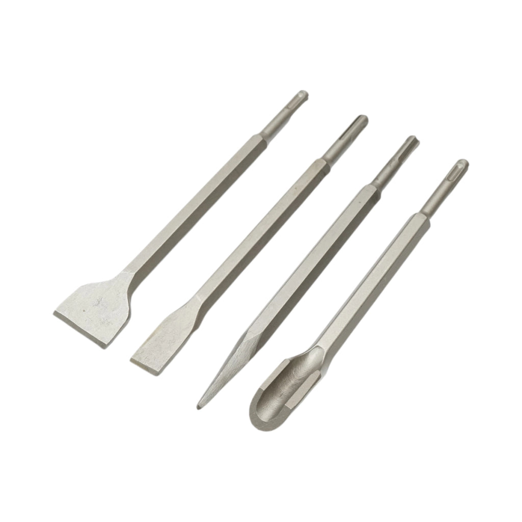 Set di 4 scalpelli per calcestruzzo SDS Plus 14x250mm, piatti, affilati e scanalati Breckner Germany