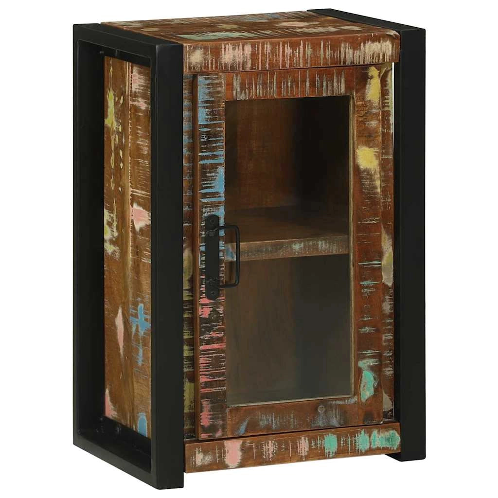 Mobiletto da bagno moderno con ante trasparenti 40 x 30 x 60 cm pratico e resistente in legno riciclato marrone 02_0057668