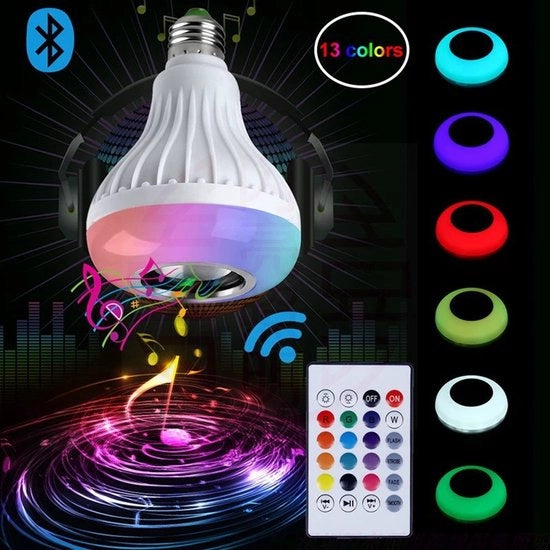 Lampada da Terra con Luce LED RGB Bluetooth con Controllo a Distanza con Altoparlante e 7 Colori per E27