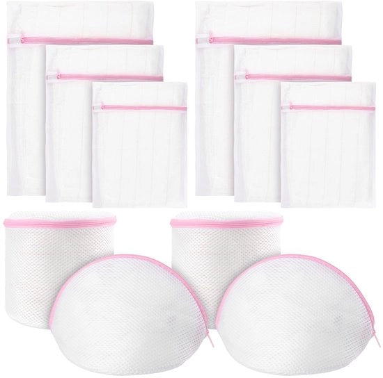 Set di 10 waschette in microfibra con 4 waschette per mutande, abiti, jeans, calze, cuscini e coperte, due di ogni delle cinque misure, bianche