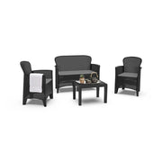 Salottino Outdoor Alesandro, set Salotto da Esterno 4 Posti Made in Italy, Nero Antracite