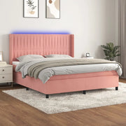 Letto a Molle con Materasso e LED Rosa 180x200 cm in Vellutocod mxl 99461
