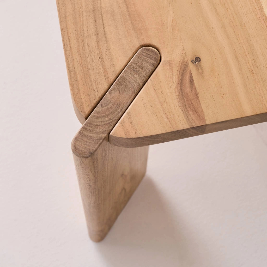 Tavolino esotico quadrato in legno massello, 80cm, marrone naturale
