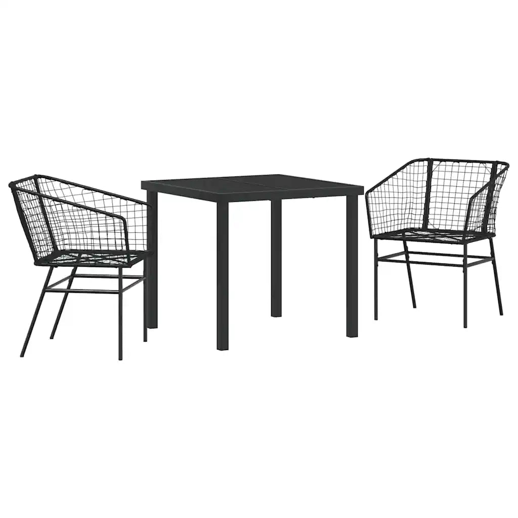 Set da Pranzo per Giardino 3 pcs Nero polyrattan 3380890