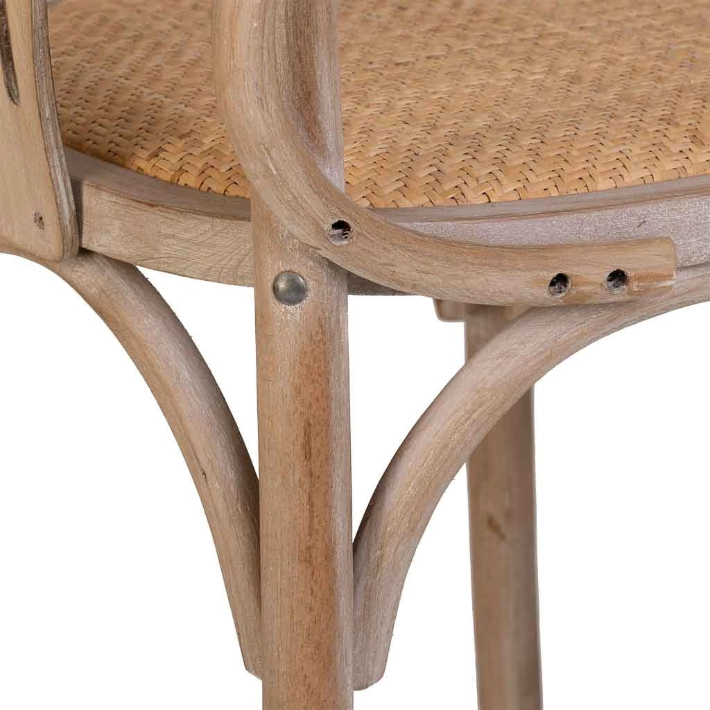Sedia in legno e seduta in rattan 40x40x80h cm
