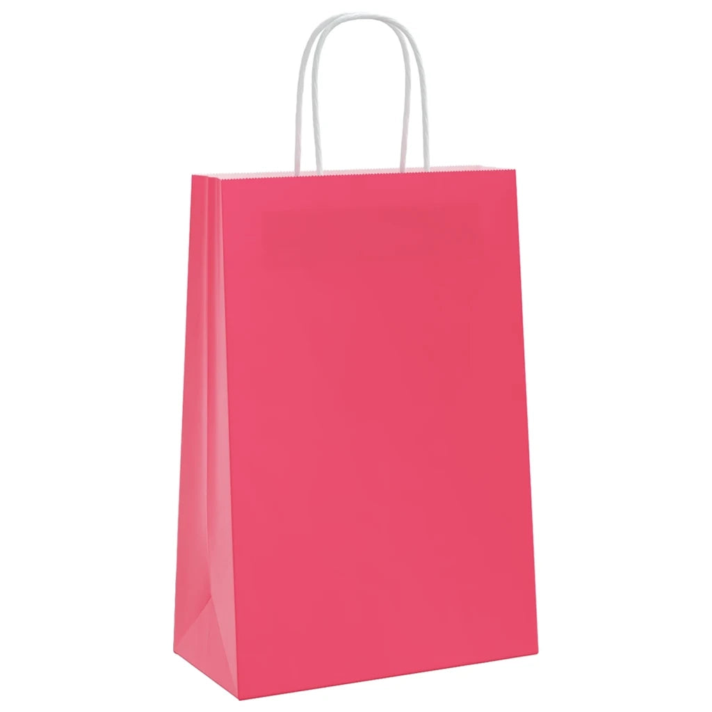 vidaXL Sacchetti di Carta 50 pz con Manici Rosa 21x11x31 cm