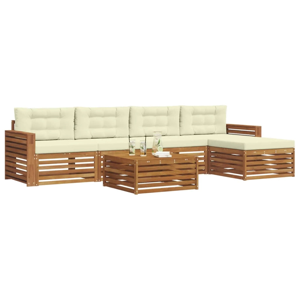 Set di divani da esterno con cuscino 6 pcs Naturale e Crema