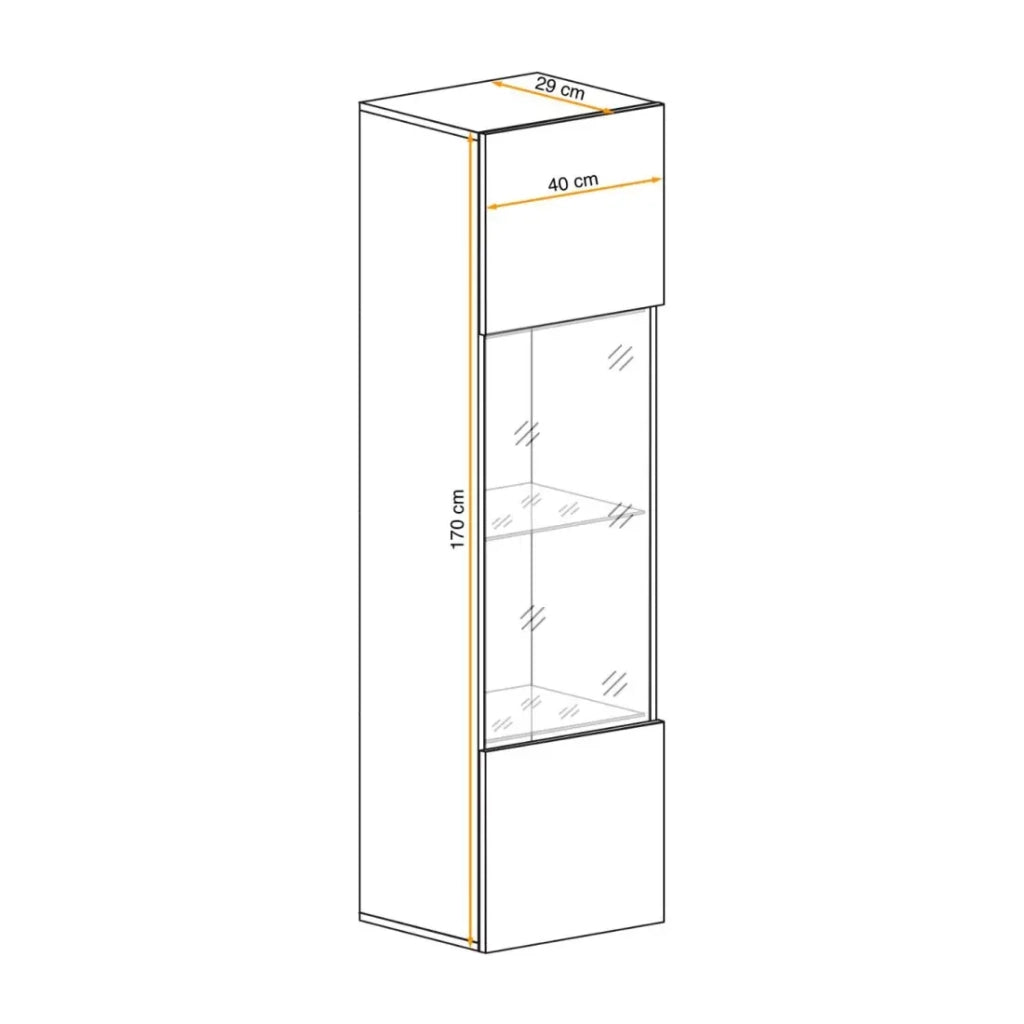 Vetrina FLY - 1 porta in vetro - LED integrato - Rovere chiaro