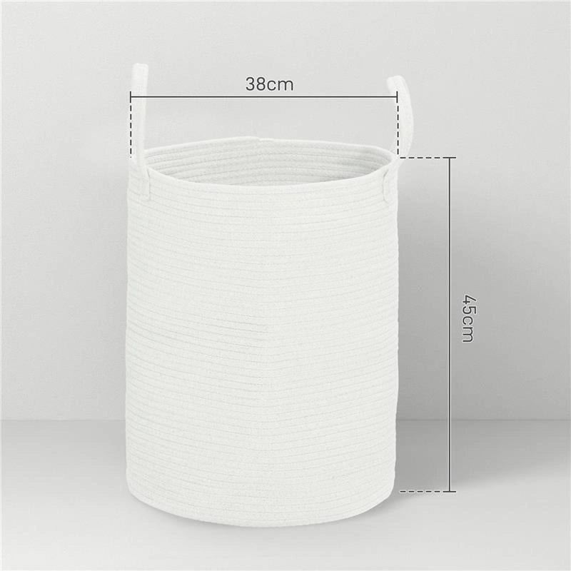 CESTO PORTABIANCHERIA DA 36L PORTATILE E PIEGHEVOLE CON MANICI IN COTONE NATURALE 38X45 CM CREMA