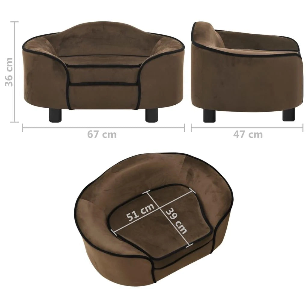 Divano per cani 67 cm peluche marrone 02_0000182