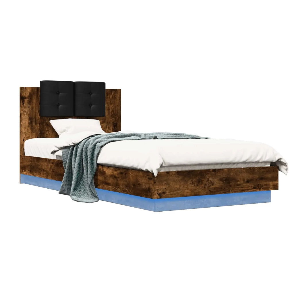 Letto con LED Rovere Fumo 80 x 200 cm Legno ingegnerizzato 3429663
