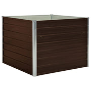 Fioriera rialzata marrone 100 x 100 x 77 cm per piante e fiori da giardino acciaio zincato 02_0000857