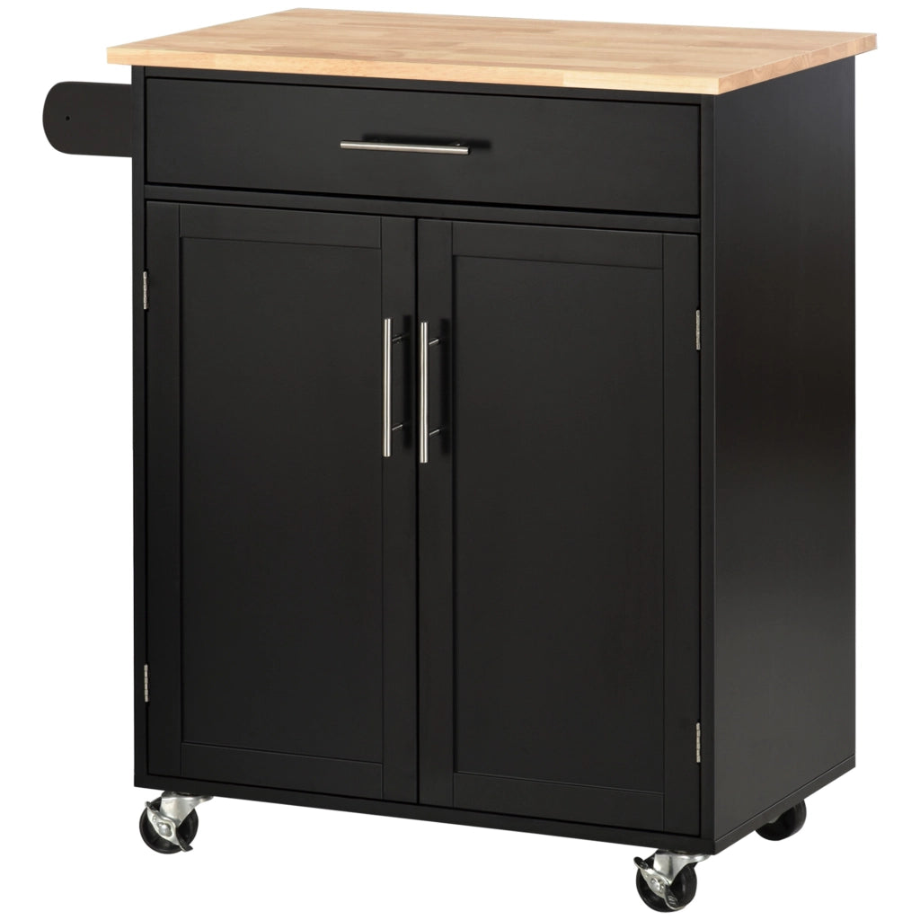 Tavolino da cucina con ruote e cassetto ¨C zephmum ¨C 83x45x91.5 cm nero