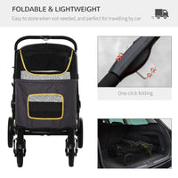 Passeggino per Cani Pieghevole 112x65x100 cm in Tessuto Oxford Grigio