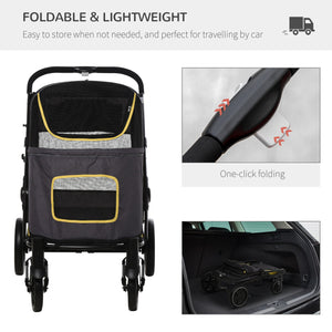 Passeggino per Cani Pieghevole 112x65x100 cm in Tessuto Oxford Grigio