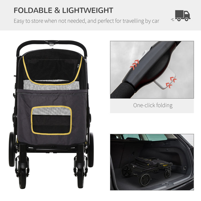 Passeggino per Cani Pieghevole 112x65x100 cm in Tessuto Oxford Grigio