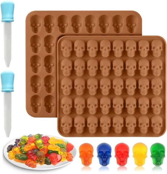 Halloween Mould di Silicone - 2 pezzi - 80 Compartimenti - Mould a forma di scheletro - Muffiniera per dolci e cioccolato