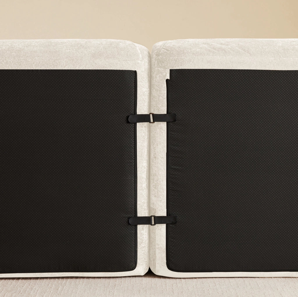 Divano modulare 3 posti senza struttura in chenille beige chiaro