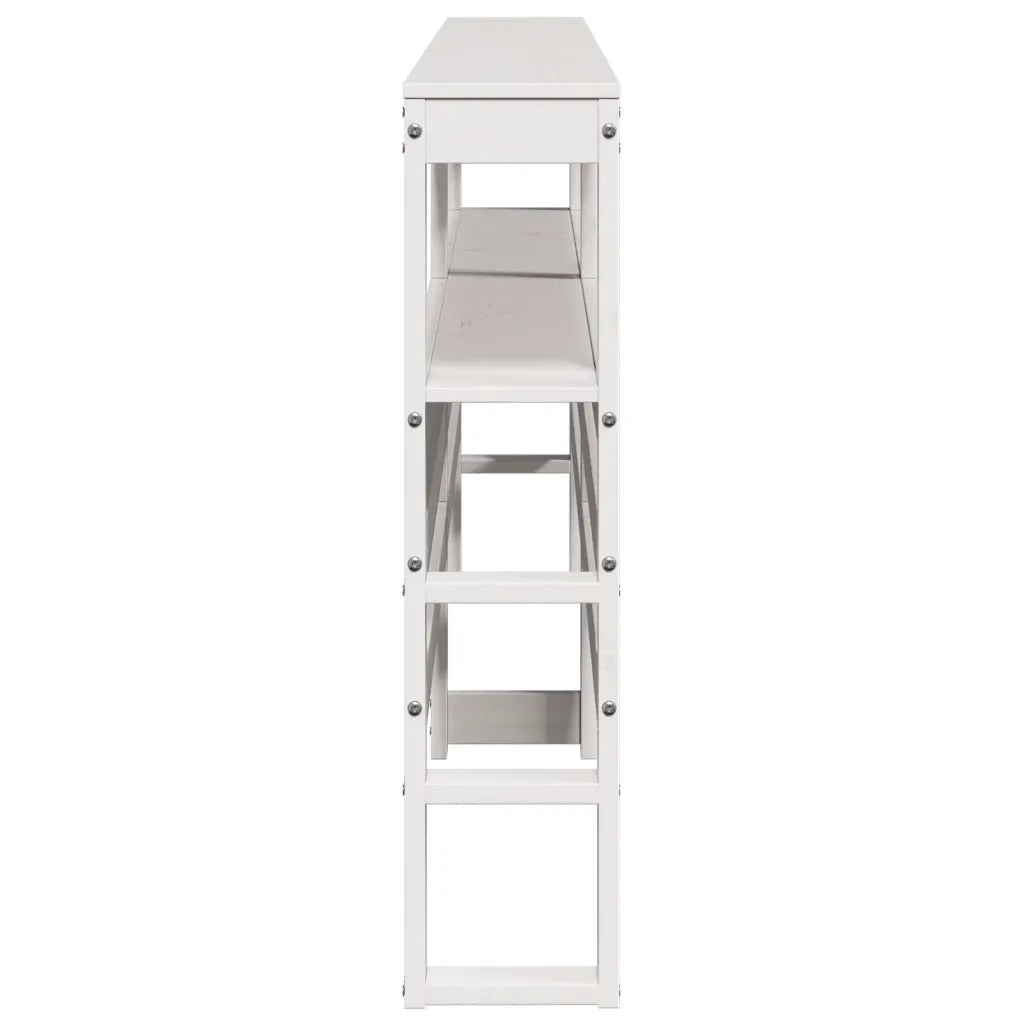 Testiera con Ripiani Bianca 180 cm in Legno Massello di Pino 850876