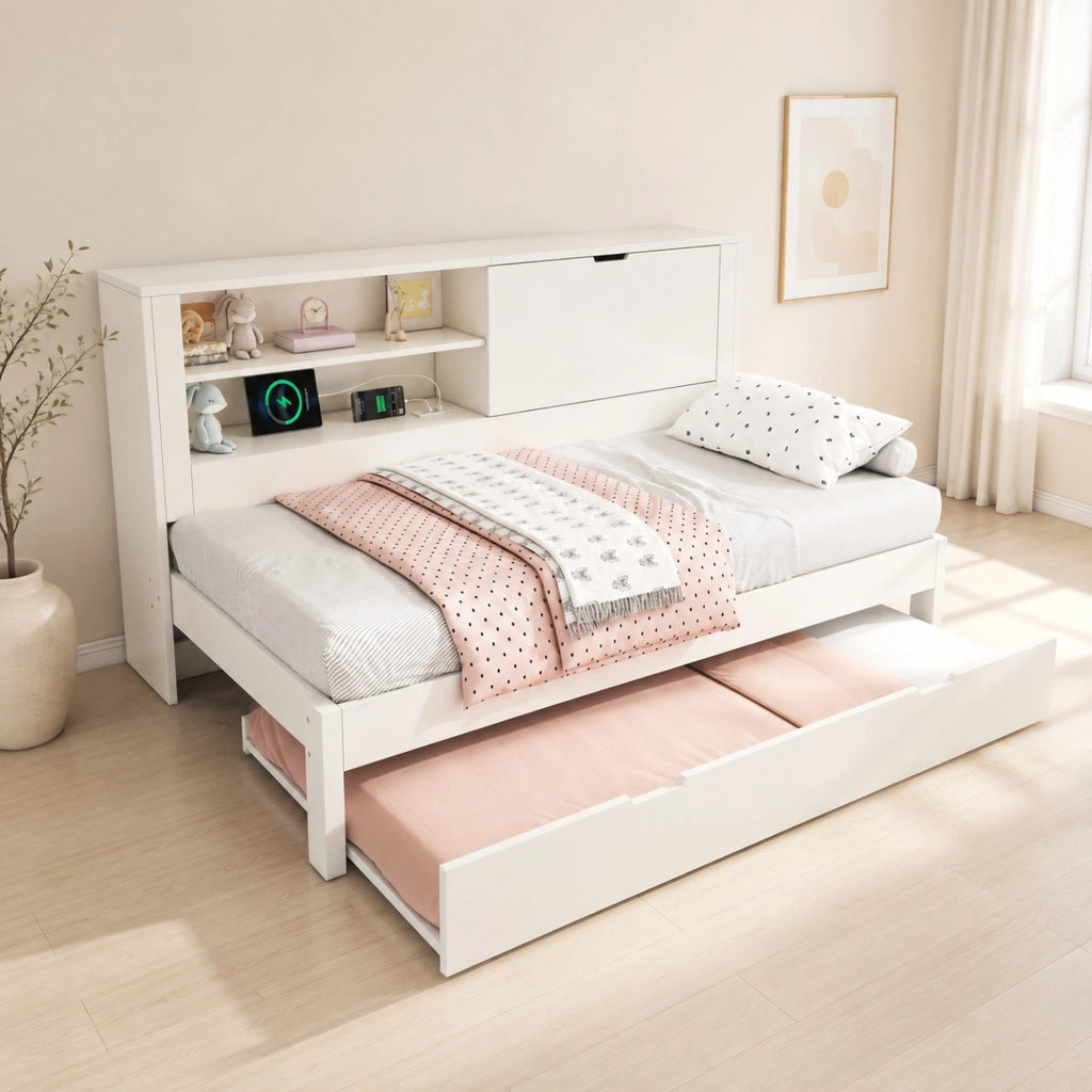 LETTO SOFA CON LETTO ESTRAIBILE 90x200 cm BIANCO