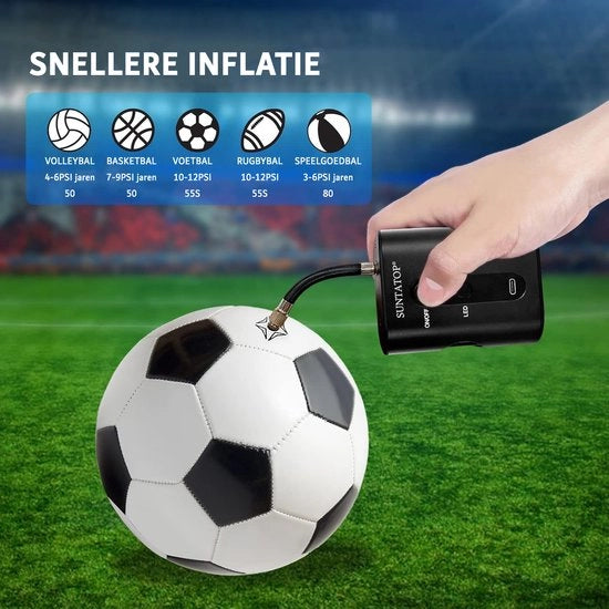 Pompa di aria elettrica - Palloni sportivi - Pallacanestro - Rugby - 60 secondi - Nero