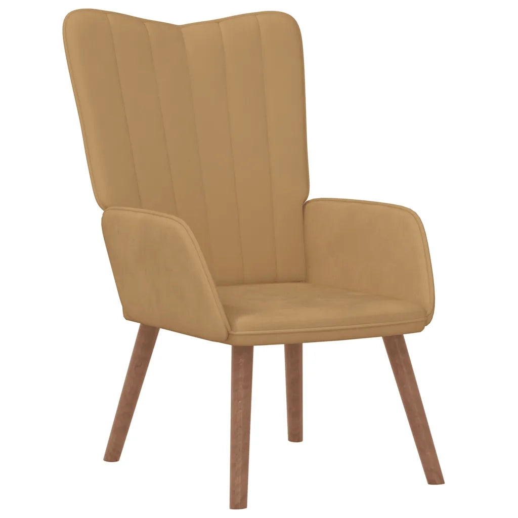 Poltrona Relax con Poggiapiedi Marrone in Velluto 327674