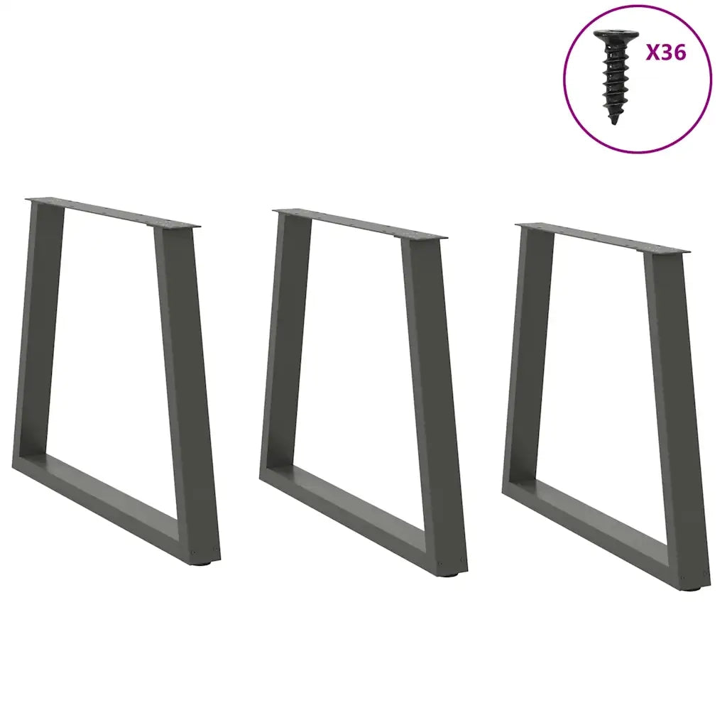 Gambe per tavolo da pranzo a forma di V 3 pz | Piede del tavolo Antracite 70x(72-73,3) cm Acciaio